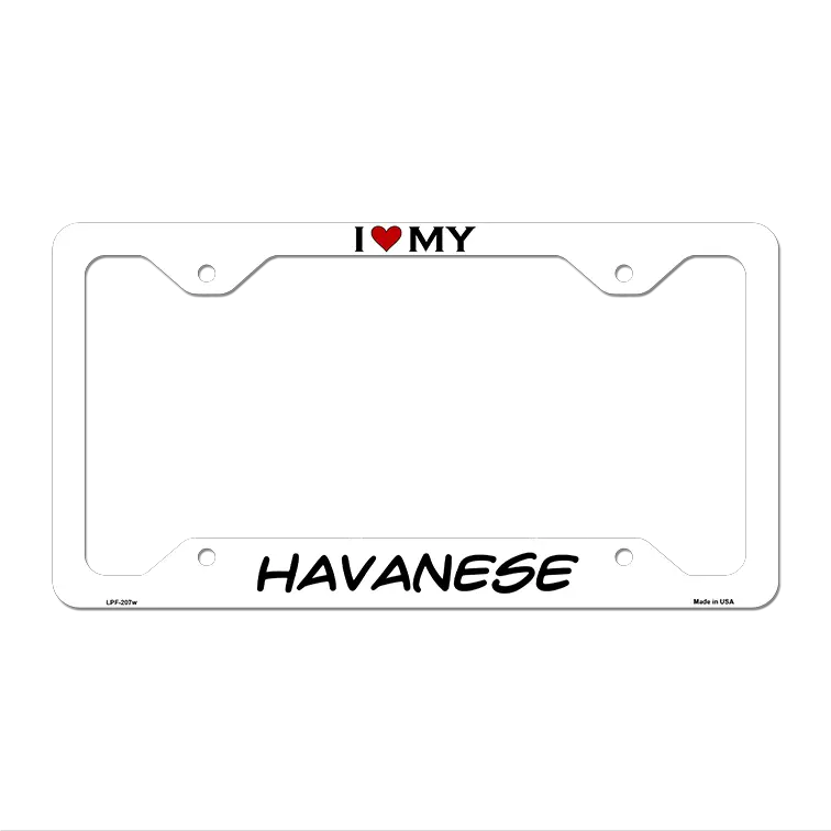 Havanese Novelty Metal License Plate Frame LPF-207 12.25" x 6.5" White Frame (LPF)