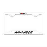 Havanese Novelty Metal License Plate Frame LPF-207 12.25" x 6.5" White Frame (LPF)