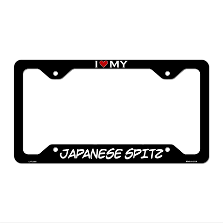 Japanese Spitz Novelty Metal License Plate Frame LPF-208 12.25" x 6.5" Black Frame (LPF)