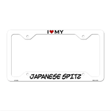 Japanese Spitz Novelty Metal License Plate Frame LPF-208 12.25" x 6.5" White Frame (LPF)