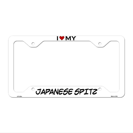 Japanese Spitz Novelty Metal License Plate Frame LPF-208 12.25" x 6.5" White Frame (LPF)