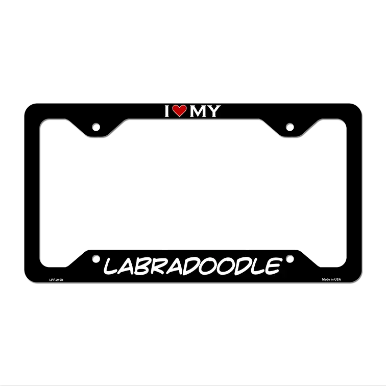 Labradoodle Novelty Metal License Plate Frame LPF-210 12.25" x 6.5" Black Frame (LPF)