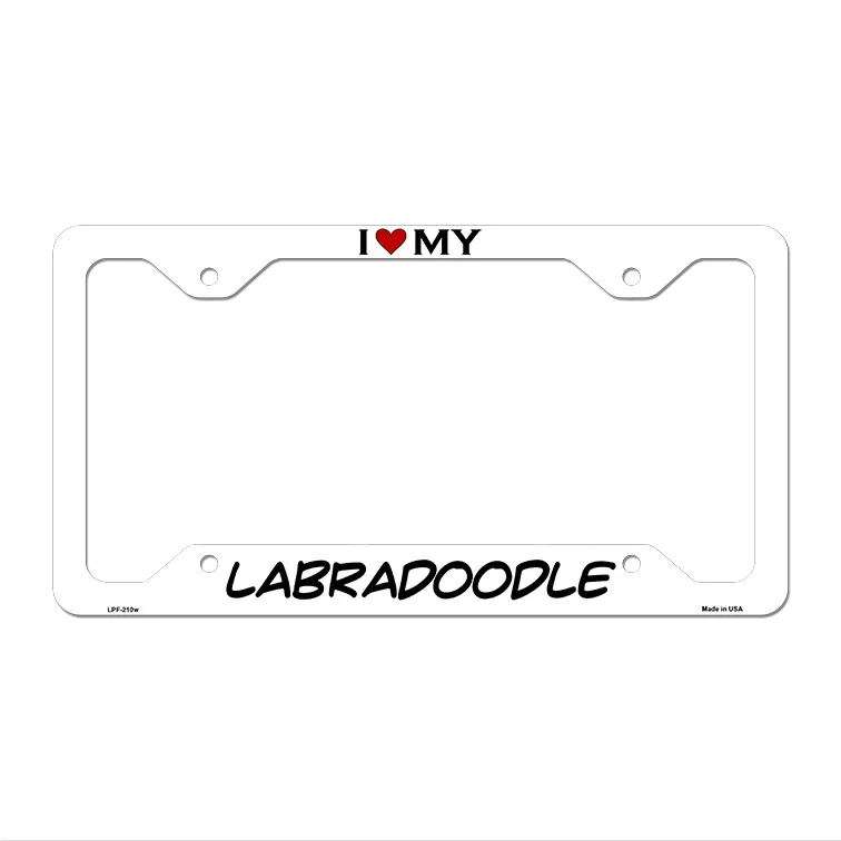 Labradoodle Novelty Metal License Plate Frame LPF-210 12.25" x 6.5" White Frame (LPF)