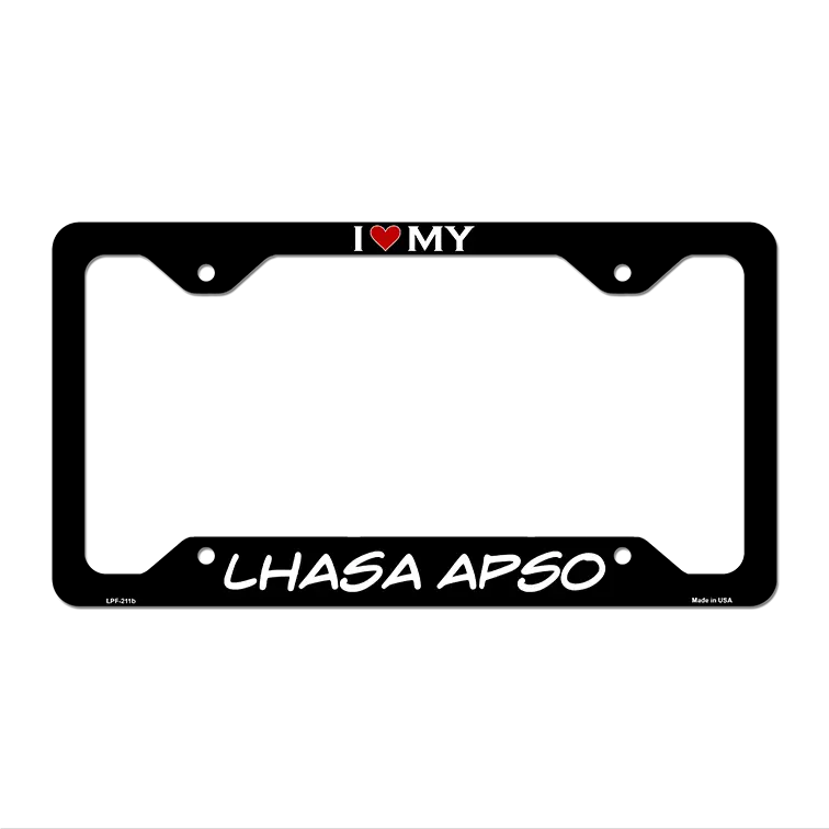 Lhasa Apso Novelty Metal License Plate Frame LPF-211 12" x 6" Black Frame (LPF)