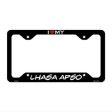Lhasa Apso Novelty Metal License Plate Frame LPF-211 12" x 6" Black Frame (LPF)