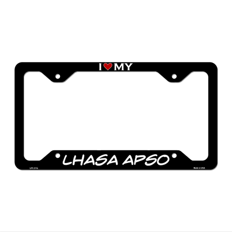Lhasa Apso Novelty Metal License Plate Frame LPF-211 12" x 6" Black Frame (LPF)
