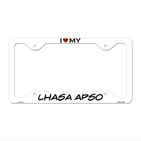 Lhasa Apso Novelty Metal License Plate Frame LPF-211 12" x 6" White Frame (LPF)