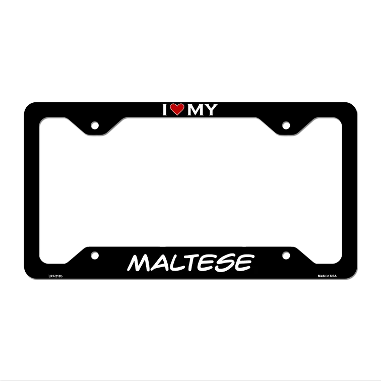 Maltese Novelty Metal License Plate Frame LPF-212 12.25" x 6.5" Black Frame (LPF)