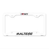 Maltese Novelty Metal License Plate Frame LPF-212 12.25" x 6.5" White Frame (LPF)