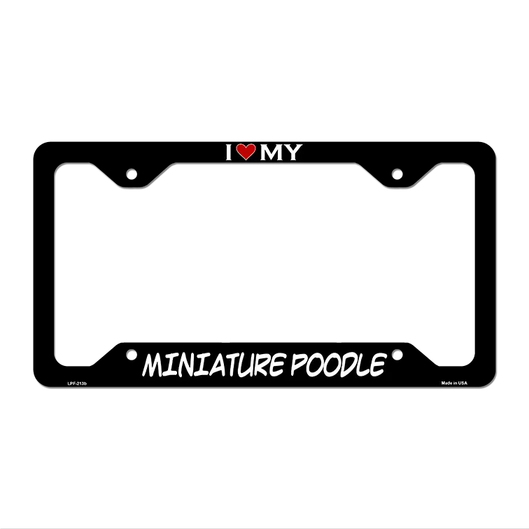 Miniature Poodle Novelty Metal License Plate Frame LPF-213 12.25" x 6.5" Black Frame (LPF)