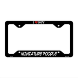 Miniature Poodle Novelty Metal License Plate Frame LPF-213 12.25" x 6.5" Black Frame (LPF)