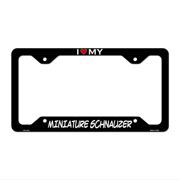 Miniature Schnauzer Novelty Metal License Plate Frame LPF-214 12.25" x 6.5" Black Frame (LPF)