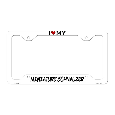 Miniature Schnauzer Novelty Metal License Plate Frame LPF-214 12.25" x 6.5" White Frame (LPF)