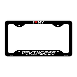 Pekingese Novelty Metal License Plate Frame LPF-215 12" x 6" Black Frame (LPF)