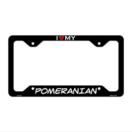 Pomeranian Novelty Metal License Plate Frame LPF-216 12.25" x 6.5" Black Frame (LPF)