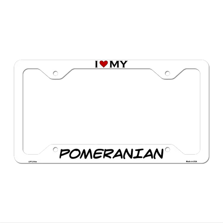 Pomeranian Novelty Metal License Plate Frame LPF-216 12.25" x 6.5" White Frame (LPF)