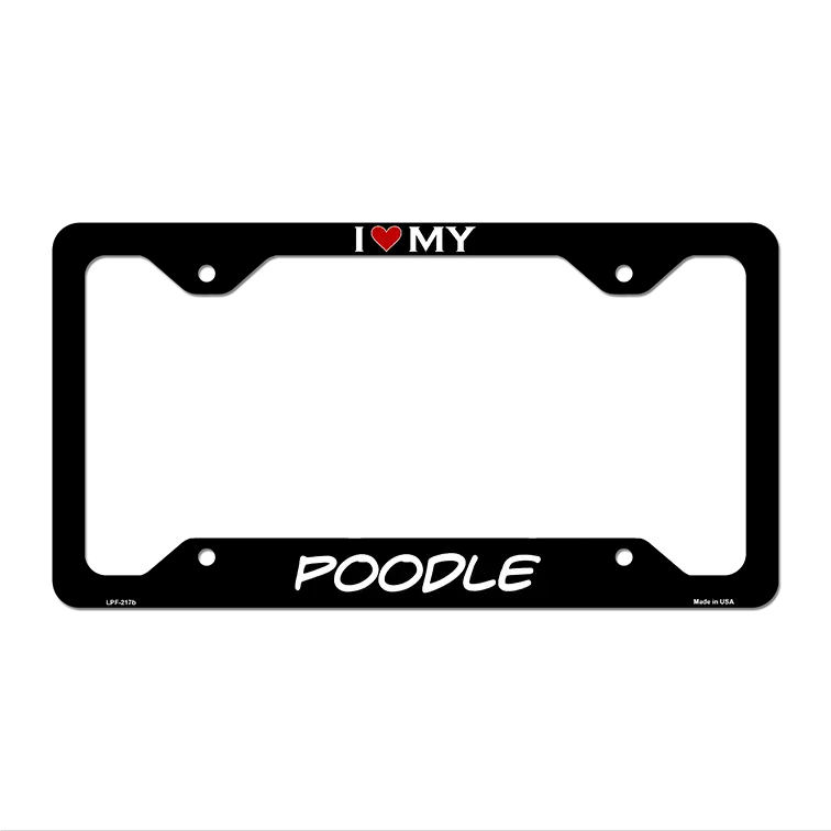 Poodle Novelty Metal License Plate Frame LPF-217 12.25" x 6.5" Black Frame (LPF)