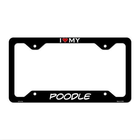 Poodle Novelty Metal License Plate Frame LPF-217 12.25" x 6.5" Black Frame (LPF)