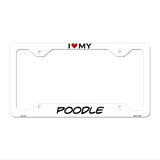 Poodle Novelty Metal License Plate Frame LPF-217 12.25" x 6.5" White Frame (LPF)