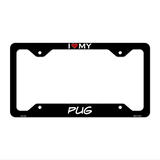 Pug Novelty Metal License Plate Frame LPF-218 12.25" x 6.5" Black Frame (LPF)