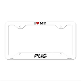 Pug Novelty Metal License Plate Frame LPF-218 12.25" x 6.5" White Frame (LPF)