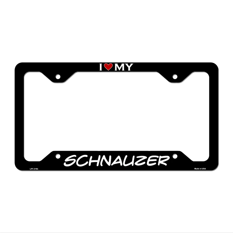 Schnauzer Novelty Metal License Plate Frame LPF-219 12.25" x 6.5" Black Frame (LPF)