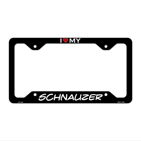 Schnauzer Novelty Metal License Plate Frame LPF-219 12.25" x 6.5" Black Frame (LPF)