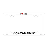 Schnauzer Novelty Metal License Plate Frame LPF-219 12.25" x 6.5" White Frame (LPF)