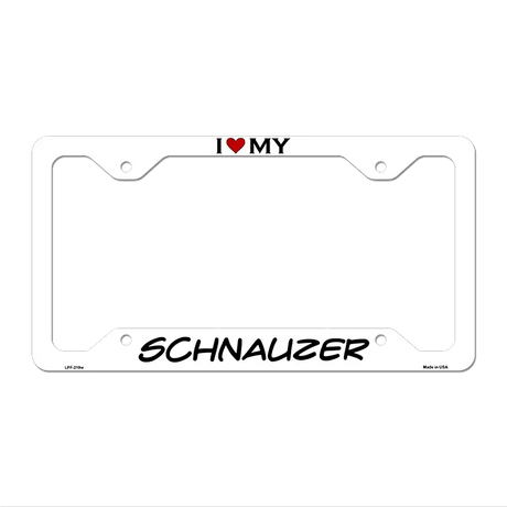 Schnauzer Novelty Metal License Plate Frame LPF-219 12.25" x 6.5" White Frame (LPF)