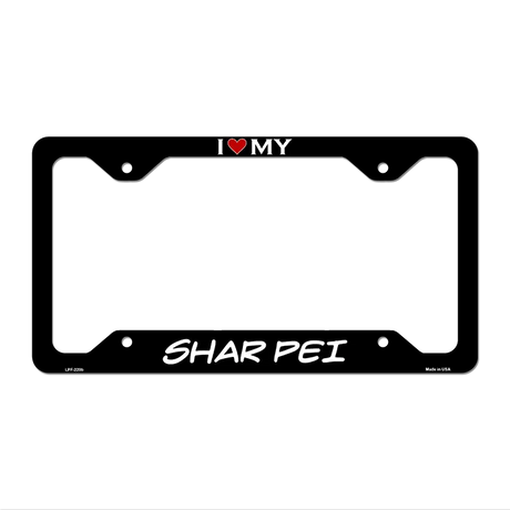 Shar Pei Novelty Metal License Plate Frame LPF-220 12" x 6" Black Frame (LPF)