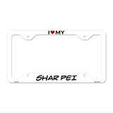 Shar Pei Novelty Metal License Plate Frame LPF-220 12" x 6" White Frame (LPF)