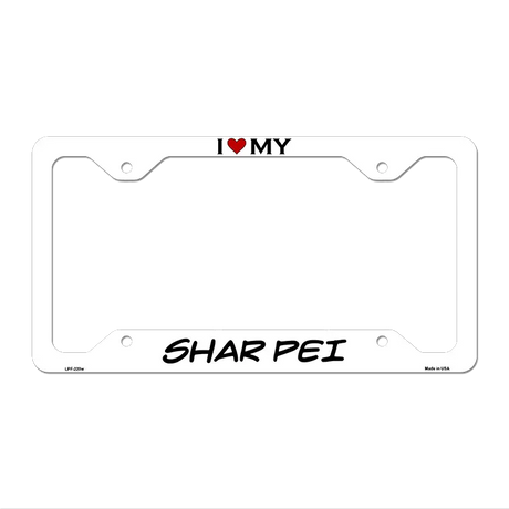 Shar Pei Novelty Metal License Plate Frame LPF-220 12" x 6" White Frame (LPF)