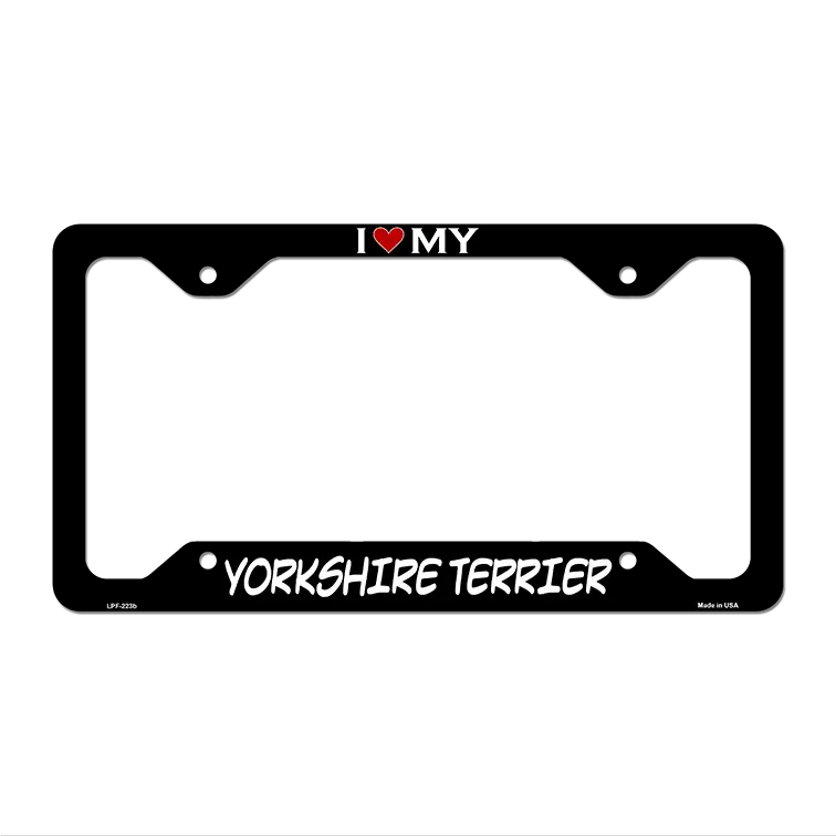 Yorkshire Terrier Novelty Metal License Plate Frame LPF-223 12.25" x 6.5" Black Frame (LPF)
