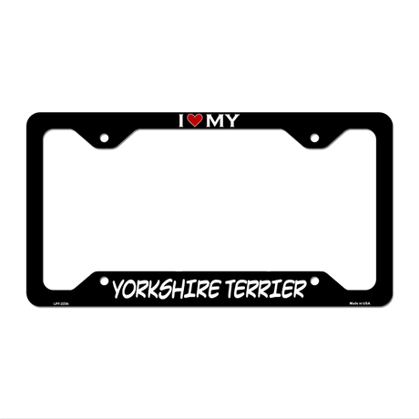 Yorkshire Terrier Novelty Metal License Plate Frame LPF-223 12.25" x 6.5" Black Frame (LPF)