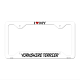 Yorkshire Terrier Novelty Metal License Plate Frame LPF-223 12.25" x 6.5" White Frame (LPF)