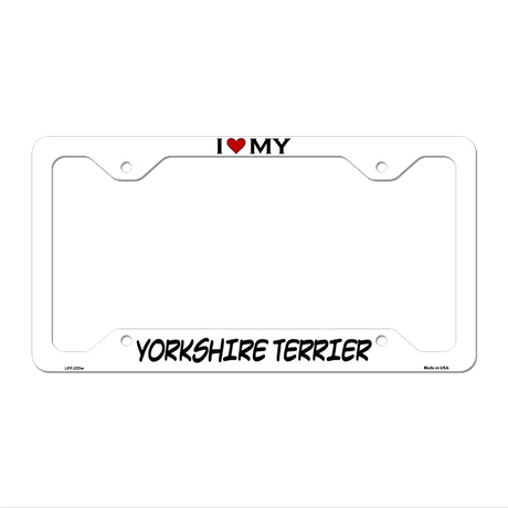 Yorkshire Terrier Novelty Metal License Plate Frame LPF-223 12.25" x 6.5" White Frame (LPF)