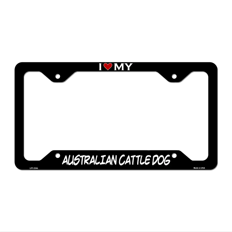 Australian Cattle Dog Novelty Metal License Plate Frame LPF-224 12" x 6" Black Frame (LPF)