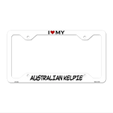 Australian Kelpie Novelty Metal License Plate Frame LPF-225 12.25" x 6.5" White Frame (LPF)