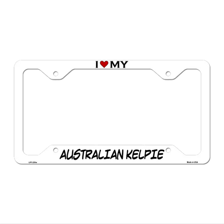 Australian Kelpie Novelty Metal License Plate Frame LPF-225 12.25" x 6.5" White Frame (LPF)