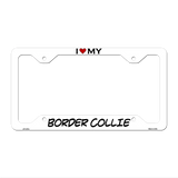 Border Collie Novelty Metal License Plate Frame LPF-227 12.25" x 6.5" White Frame (LPF)