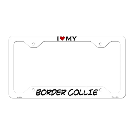 Border Collie Novelty Metal License Plate Frame LPF-227 12.25" x 6.5" White Frame (LPF)