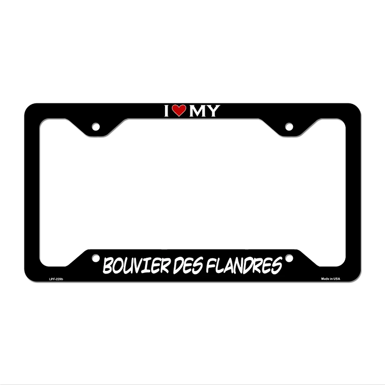 Bouvier Des Flandres Novelty Metal License Plate Frame LPF-228 12" x 6" Black Frame (LPF)