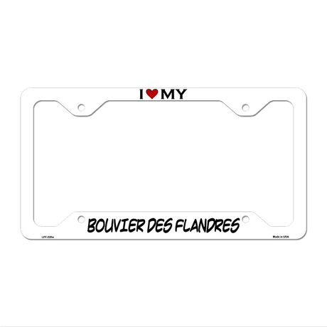 Bouvier Des Flandres Novelty Metal License Plate Frame LPF-228 12" x 6" White Frame (LPF)