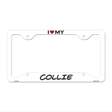 Collie Novelty Metal License Plate Frame LPF-229 12.25" x 6.5" White Frame (LPF)