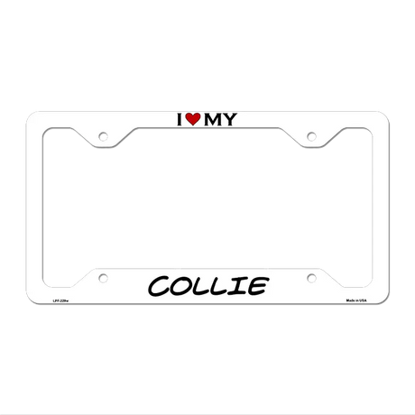 Collie Novelty Metal License Plate Frame LPF-229 12.25" x 6.5" White Frame (LPF)
