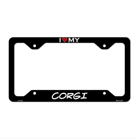 Corgi Novelty Metal License Plate Frame LPF-230 12.25" x 6.5" Black Frame (LPF)