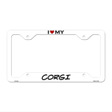 Corgi Novelty Metal License Plate Frame LPF-230 12.25" x 6.5" White Frame (LPF)
