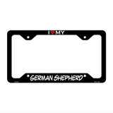 German Shepherd Novelty Metal License Plate Frame LPF-231 12.25" x 6.5" Black Frame (LPF)