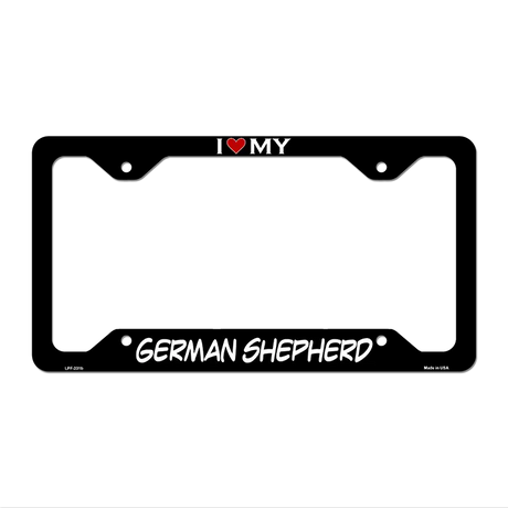 German Shepherd Novelty Metal License Plate Frame LPF-231 12.25" x 6.5" Black Frame (LPF)