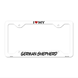 German Shepherd Novelty Metal License Plate Frame LPF-231 12.25" x 6.5" White Frame (LPF)